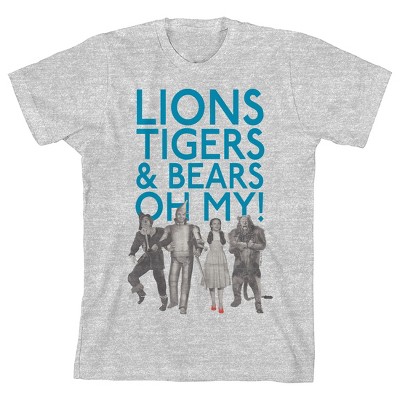 Wizard Of Oz Lions Tigers & Bears Oh My Crew Neck Short Sleeve Athletic Heather Girl's T-shirt