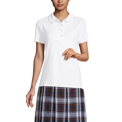 Lands' End School Uniform Women's Short Sleeve Peter Pan Collar Polo Shirt
