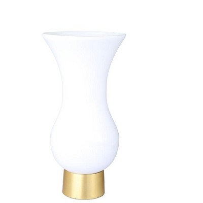 Classic Touch White S-Shaped Glass Vase with Gold Base