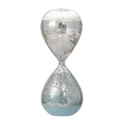 GlasFlength Decorative Objects Hourglass Decor 30 Minute Hourglass Vintage Hourglass Table Desk Decor for Living Room, Silver, 3.2"*3.2"*8"