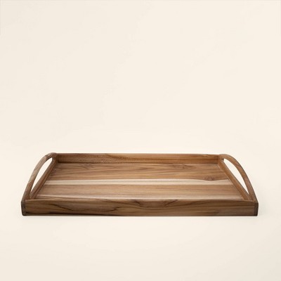 Gulches Decorative Bowls: Handmade Rectangle Tray with Natural Finish - 18 x 11 x 2.5 Inches