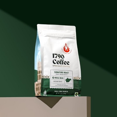 1790 Coffee Signature Roast Medium Roast Whole Bean Coffee – 12 oz