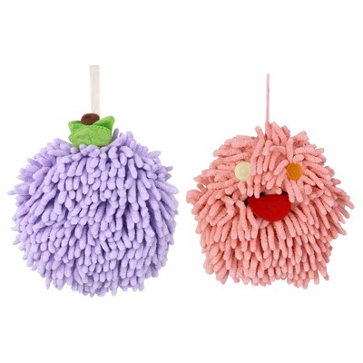 REGALWOVEN 2 Pcs Cute Comfortable Soft Absorbent Chenille Fuzzy Hand Towel