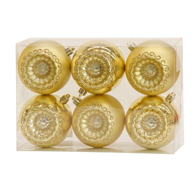 National Tree Company First Traditions Christmas Tree Ornaments, Metallic Gold with Swirls, Set of 6