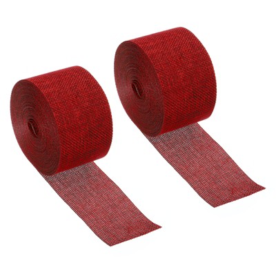 Unique Bargains DIY Crafts Decoration Soft Burlap Fabric Wired Ribbon 2 Pcs
