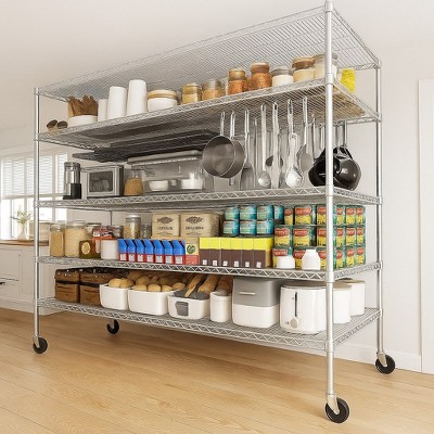 HOMDOX 5-Tier Heavy Duty Metal Storage Rack 60"W x 24"D x 82"H, 3000LBS Adjustable Wire Metal Shelves for Storage, Free Standing Storage Shelf Units