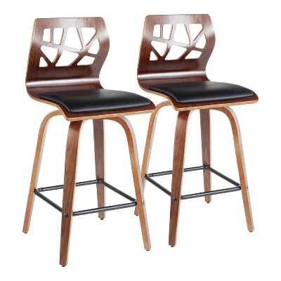 Set of 2 Folia Mid-Century Modern Counter Height Barstools - LumiSource