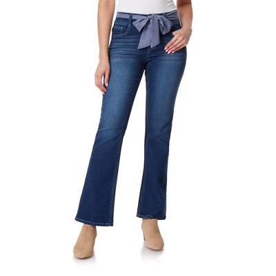 Angels Forever Young Women's Everflex Curvy Belted Bootcut Mid-Rise Jeans