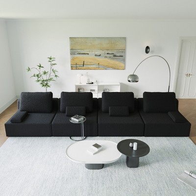 125'' Modular Convertible Compressed Sectional Sofa with Foam-Filled Deep Seats, Free Combination, Available in 3 Colors