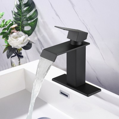 PAGED Waterfall Spout Bathroom Faucet Single Handle Bathroom Sink Faucet with Waterfall Nozzle Design, Faucet for Bathroom