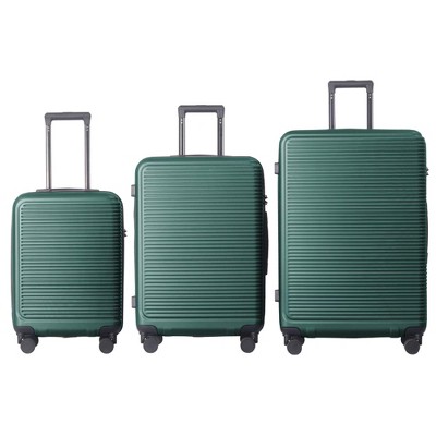 NAYSAYE Luggage ABS Hardshell 3 Piece Spinner Set with TSA Lock and Nested Design for Travel, Dark Green, 20.67"*11.61"*29.92"