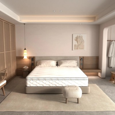 Wooakway King Size 79.9" L 76" W 12" H Hybrid Mattress in a Box with Gel Memory Foam Individually Wrapped Pocket Coils Innerspring