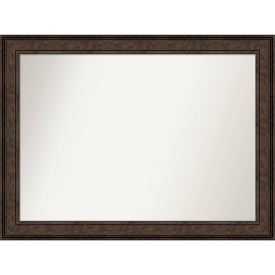44" x 33" Non-Beveled Ridge Bronze Wall Mirror - Amanti Art: Modern Rectangular, Includes Mounting Hardware