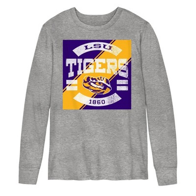 NCAA LSU Tigers Boys' Long Sleeve Gray T-Shirt