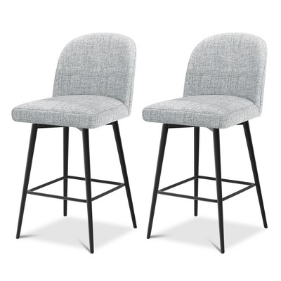 Vipbear 26" Height Swivel Counter Height Modern Bar Stools Set of 2 or 3,Cushion Barstools with Back、Footrest and Metal Frame,Gray/Brown/Black