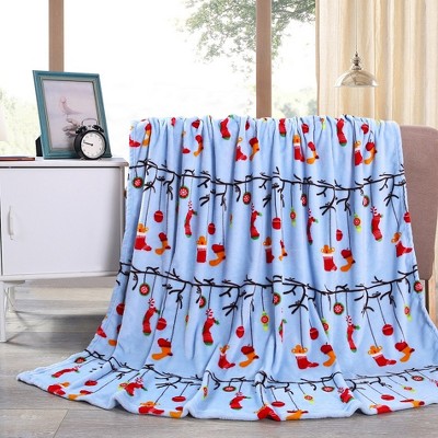 Noble house Christmas  Festive and Cheery Holiday Super Soft Ultra Comfy Microplush Throw Blanket 50"x60"