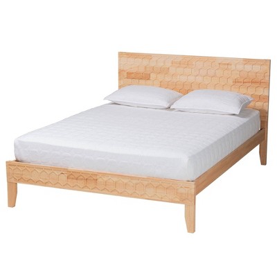 Baxton Studio Hosea Carved Honeycomb Platform Bed Natural