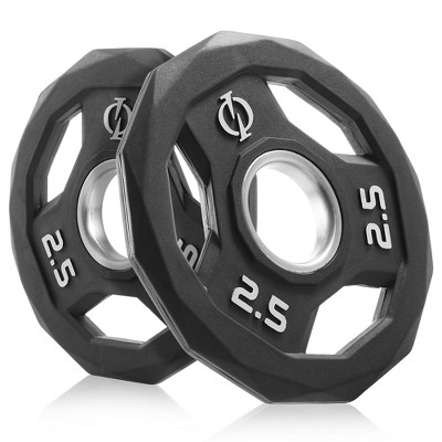 Philosophy Gym Set of 2 Rubber Coated Olympic Grip Weight Plates - 2-in Olympic Plates Black