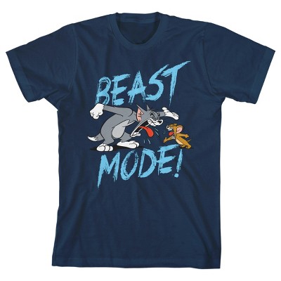 Tom & Jerry Beast Mode Youth Navy Blue Graphic Tee