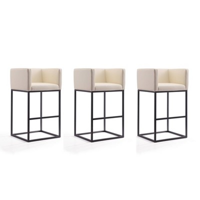 Set of 3 Embassy Upholstered Metal Barstools - Manhattan Comfort