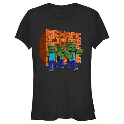 Juniors Womens Minecraft Beware of the Dark Zombies T-Shirt