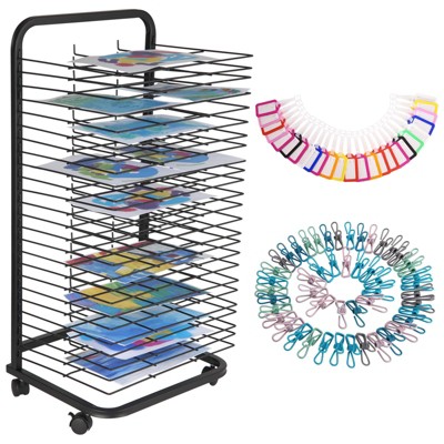 Art Drying Rack, Painting Drying Stand - 25 Removable Shelves, Metal Mobile Storage for Classroom, Art Studios, 13.5"x17.5"x41.5"