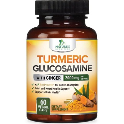 Turmeric Curcumin Supplement 2000mg - Glucosamine Chondroitin, Ginger, 95% Curcuminoids & BioPerine Black Pepper - 60 Capsules By Nature's Nutrition