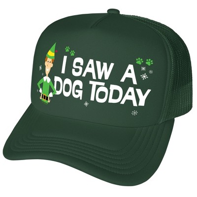 Elf Isaw A Dog Today Foam Trucker Cap Hunter Green