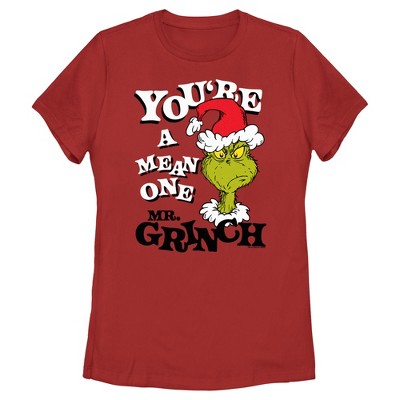 Women's Dr. Seuss Christmas Grinch You're a Mean One Portrait T-Shirt