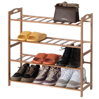 Basicwise Bamboo Storage Shoe Rack, Free Standing Shoe Organizer Storage Rack