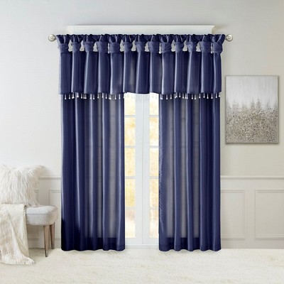 Twist Tab Lined Window Curtain Panel Navy 50x95"
