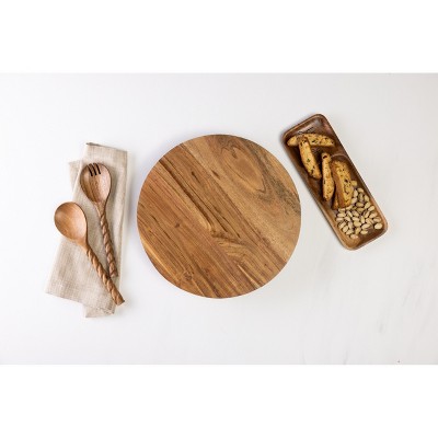 Transpac 12 in Brown Wood Everyday Lazy Susan Serving Tray Perfect for Entertaining and Home Decor