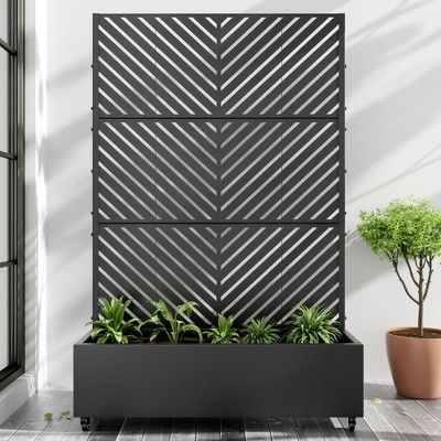 PexFix 72 in. H x 47 in. W Black Metal Rectangle Wall Planter Box with Trellis for Climbing Plants