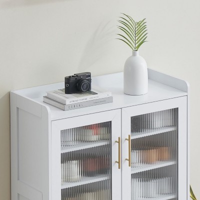 COZONY Shoe Cabinet with Glass Doors, Adjustable Shelf Storage Organizer for Entryway, Closet, and Living Room