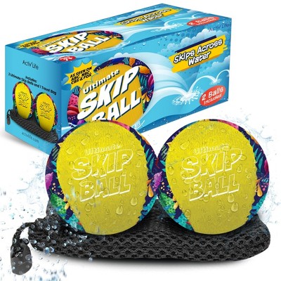 Activ Life 2 Pack Water Skip Balls, Summer Gifts for Kids and Family Beach Games, Ages 7-14 Year Old - Yellow Jungle