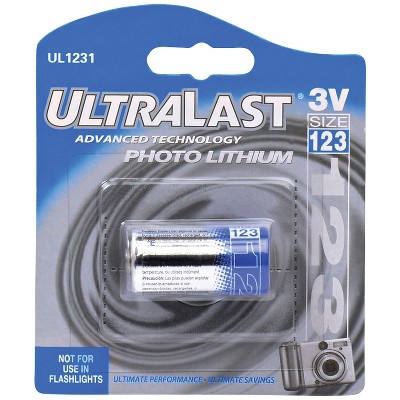Ultralast® UL1231 3-Volt CR123A Lithium Photo Battery in Multicolored