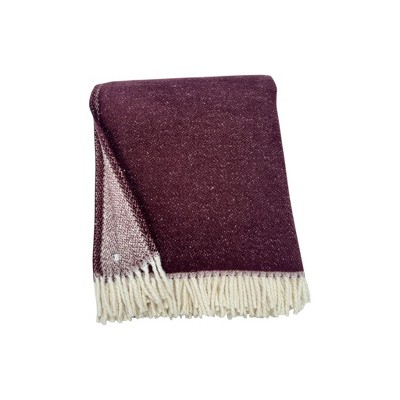 HomeRoots 55" X 70" Plum And White Cotton Blend Woven Chevron Plush Throw Blanket with Fringe