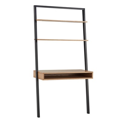 38" Phyliss White Metal Leaning Desk and Ladder Shelves - Inspire Q
