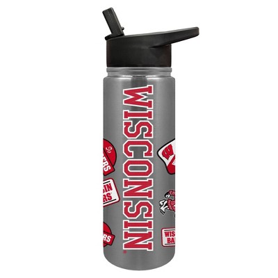 NCAA Wisconsin Badgers Varsity Thirst Water Bottle - 24oz: Stainless Steel, Plastic Lid