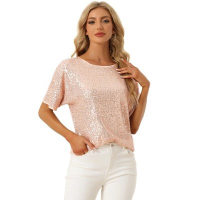 INSPIRE CHIC Women's Regular Fit Round Neck Short Sleeve Party Clubwear Blouses