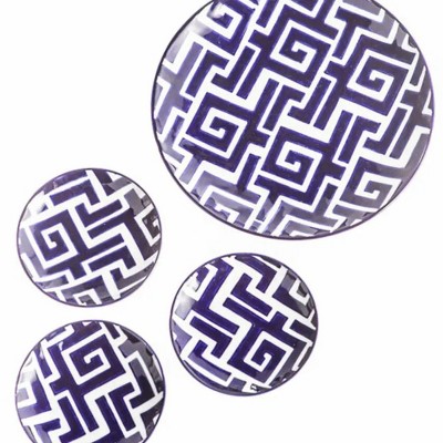 Slickblue Large Ceramic Moroccan Plates, Set of 4, Hand-Painted Blue and White, Dinner or Appetizer, 8"