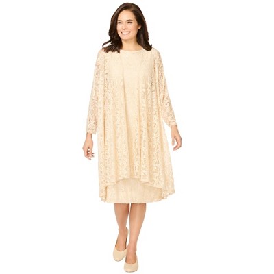 Woman Within 2 Piece Lace Jacket Dress
