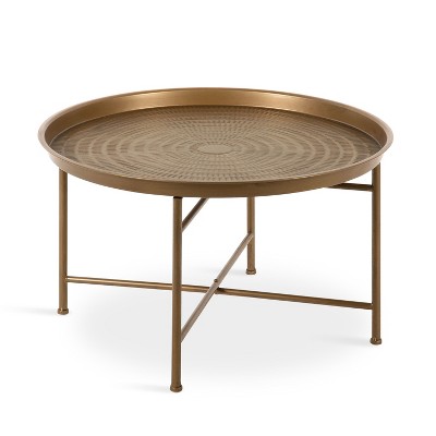 Kate and Laurel Mahdavi Round Metal Coffee Table, 25.5x25.5x15.5, Gold