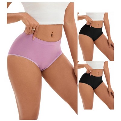 INSPIRE CHIC 3 Packs Women's Tummy Control High-Waisted Briefs Butt Lifter Full-Coverage Underwear