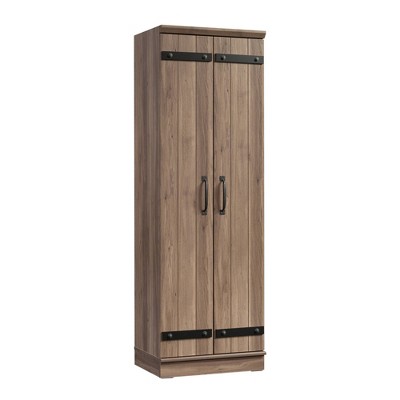 Sauder Homeplus 2 Door Farmhouse Storage Cabinet Salt Oak: Laminated Adjustable Shelves, MDF Frame