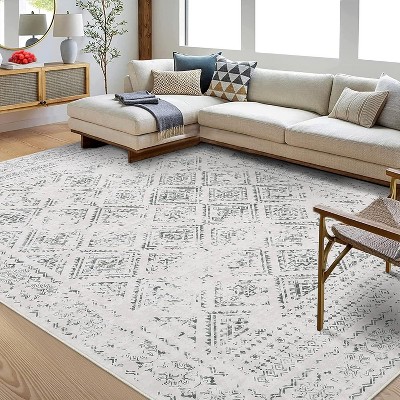 Acekool 6x9 Vintage Washable Rug – Soft Low-Pile Abstract Design, Non-Slip & Kid-Friendly for Living Room, Bedroom