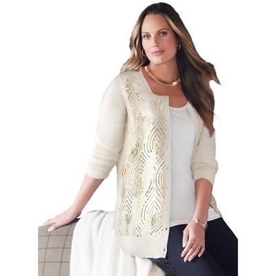 Catherines Sequin Jewel-Neck Cardigan