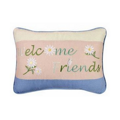 C&F Home White Floral "Welcome Friends" Embroidered Accent Pillow, 8" x 12"
