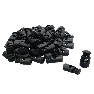 Unique Bargains Plastic Rope Spring Loaded Clothes Cord Locks Black 1.1" x 0.6" x 0.4" 50 Pcs