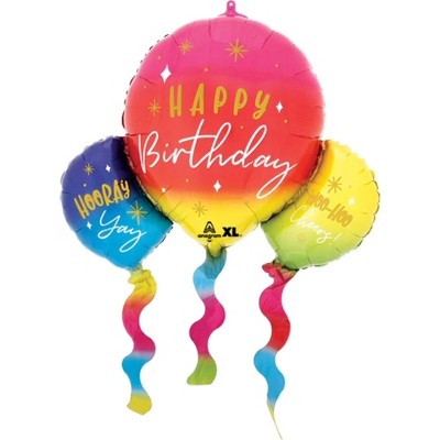 LoonBalloon 36 Inch Tri-Balloon Birthday Extravaganza Ribbon Balloon- Festive & Unique